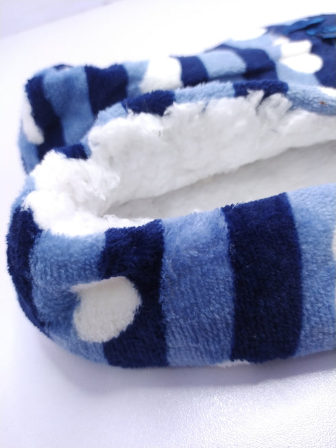 Women's Super Soft Fuzzy Slippers with Blue Stripes
